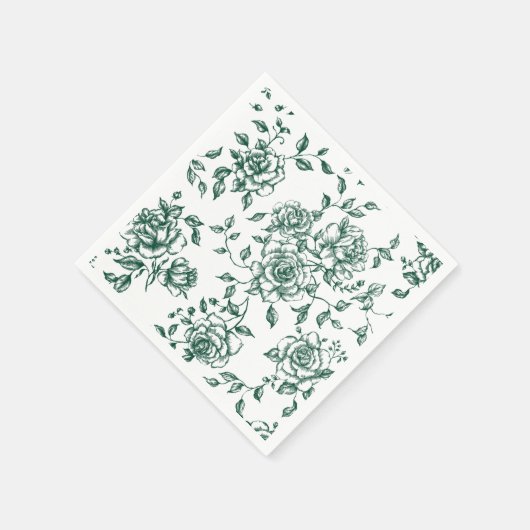 エメラルドグリーンヴィンテージフローラ スタンダードカクテルナプキン (角)