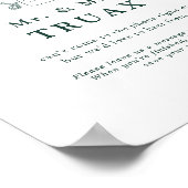 エメラルドグリーンヴィンテージボタニカルインオーディオゲストブック ポスター (角)