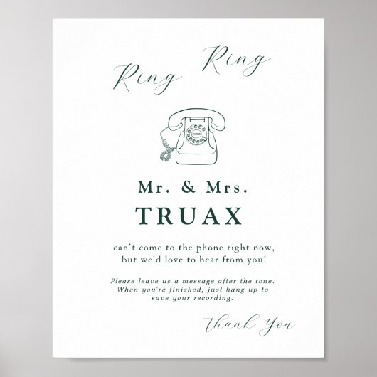 エメラルドグリーンヴィンテージボタニカルインオーディオゲストブック ポスター (正面)