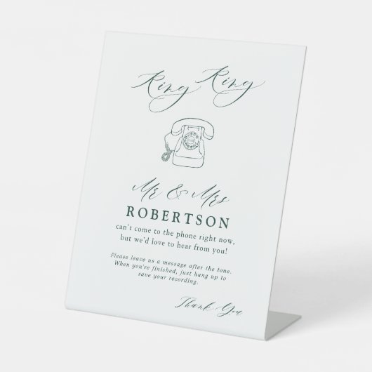 エメラルドグリーンヴィンテージ植物音声ゲストブック 台座サイン (正面)