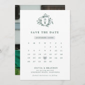 エメラルドグリーンヴィンテージ結婚植物園 セーブザデート (正面/裏面)