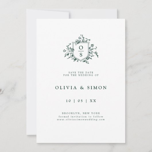 エメラルドグリーンヴィンテージ結婚植物園 セーブザデート (正面)