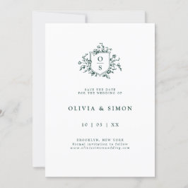 エメラルドグリーンヴィンテージ結婚植物園 セーブザデート