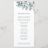 エメラルドグリーンヴィンテージ結婚植物園 プログラム (裏面)