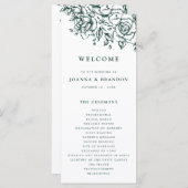 エメラルドグリーンヴィンテージ結婚植物園 プログラム (正面/裏面)