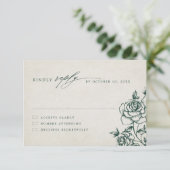 エメラルドグリーンヴィンテージ結婚植物園 出欠カード (スタンド正面)
