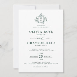 エメラルドグリーンヴィンテージ結婚植物園 招待状