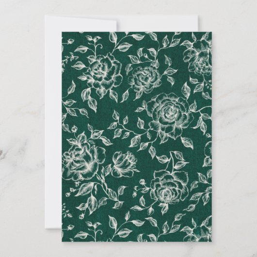 エメラルドグリーンヴィンテージ結婚植物園 招待状 (裏面)