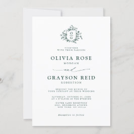 エメラルドグリーンヴィンテージ結婚植物園 招待状