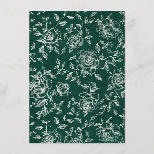 エメラルドグリーンヴィンテージ結婚植物学の詳細 エンクロージャーカード (裏面)