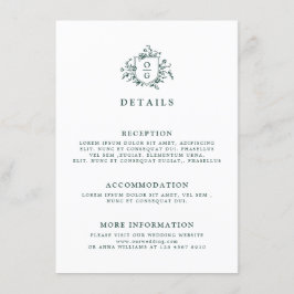エメラルドグリーンヴィンテージ結婚植物学の詳細 エンクロージャーカード