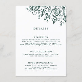 エメラルドグリーンヴィンテージ結婚植物学の詳細 エンクロージャーカード