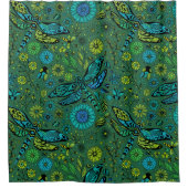 エメラルドグリーン上でハエを飛ばせ シャワーカーテン (正面)