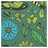 エメラルドグリーン上でハエを飛ばせ ファブリック (クローズアップ)