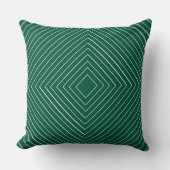 エメラルドグリーン入れ子薄い白い正方形トライバル クッション (正面)