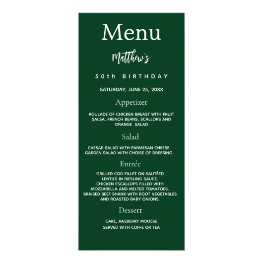 エメラルドグリーン写真おもしろいファクト誕生日メニューカード ラックカード (正面)