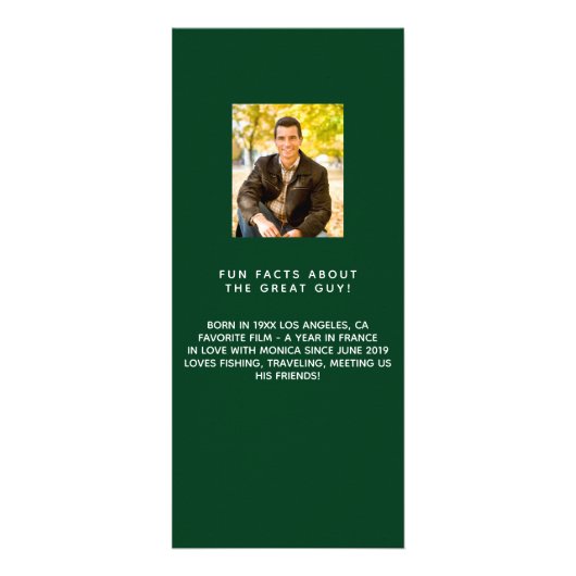 エメラルドグリーン写真おもしろいファクト誕生日メニューカード ラックカード (裏面)