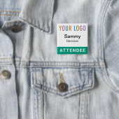 エメラルドグリーン出席者バッジのロゴピンバックスクエア 缶バッジ (インサイチュ)