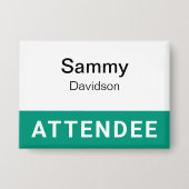 エメラルドグリーン出席者バッジピンバック名タグ 缶バッジ (正面)