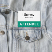 エメラルドグリーン出席者バッジピンバック名タグ 缶バッジ (インサイチュ)