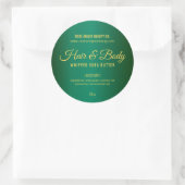 エメラルドグリーン及び金ゴールド体バター毛気にラベル ラウンドシール (バッグ)