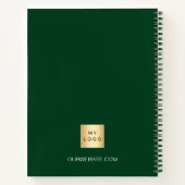 エメラルドグリーン名スクリプトのビジネスロゴ ノートブック (裏面)