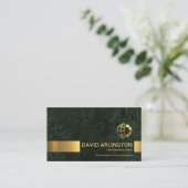 エメラルドグリーン大理石グランジストライプ金ゴールド企業の 名刺 (スタンド正面)