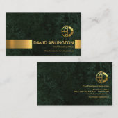 エメラルドグリーン大理石グランジストライプ金ゴールド企業の 名刺 (正面/裏面)