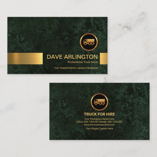 エメラルドグリーン大理石グランジ金ゴールドトストライプラック 名刺 (正面/裏面)