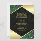 エメラルドグリーン大理石モノグラム結婚オールインワン 招待状 (裏面)