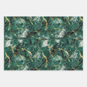 エメラルドグリーン大理石金ゴールド ラッピングペーパーシート (正面)