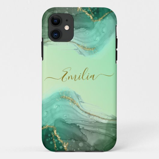 エメラルドグリーン大理石iPhoneケース Case-Mate iPhoneケース (裏面)