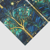エメラルドグリーン天樹ステンドグラス模様 薄葉紙 (詳細)