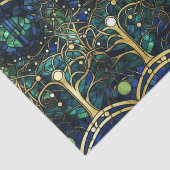 エメラルドグリーン天樹ステンドグラス模様 薄葉紙 (詳細)