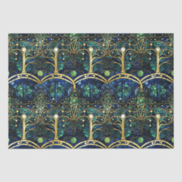 エメラルドグリーン天樹ステンドグラス模様 薄葉紙