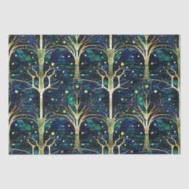 エメラルドグリーン天樹ステンドグラス模様 薄葉紙