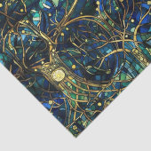 エメラルドグリーン天樹ステンドグラス模様 薄葉紙 (詳細)