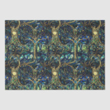 エメラルドグリーン天樹ステンドグラス模様