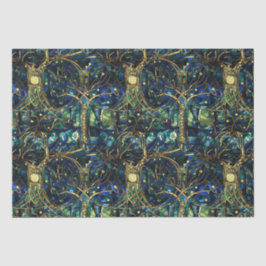 エメラルドグリーン天樹ステンドグラス模様 薄葉紙