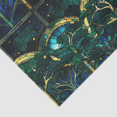 エメラルドグリーン天樹ステンドグラス模様 薄葉紙 (詳細)
