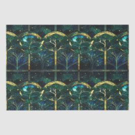 エメラルドグリーン天樹ステンドグラス模様 薄葉紙