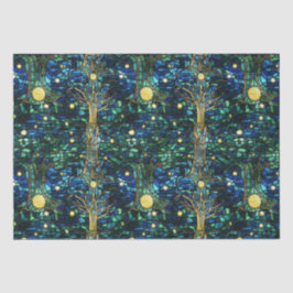 エメラルドグリーン天樹ステンドグラス模様 薄葉紙