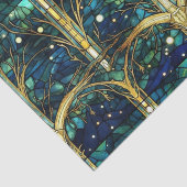 エメラルドグリーン天樹ステンドグラス模様 薄葉紙 (詳細)