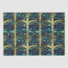 エメラルドグリーン天樹ステンドグラス模様 薄葉紙