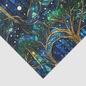 エメラルドグリーン天樹ステンドグラス模様 薄葉紙 (詳細)