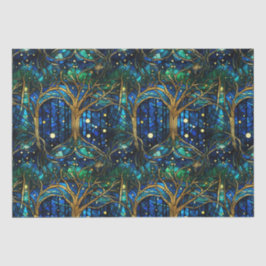 エメラルドグリーン天樹ステンドグラス模様 薄葉紙