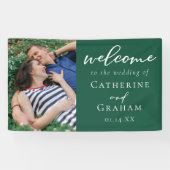 エメラルドグリーン婚約結婚写真 横断幕 (横)