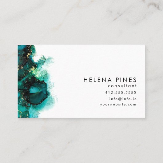 エメラルドグリーン宝石モダン抽象芸術インクビジネスC 名刺 (裏面)