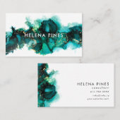 エメラルドグリーン宝石モダン抽象芸術インクビジネスC 名刺 (正面/裏面)