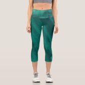 エメラルドグリーン抽象芸術アートレギンス カプリレギンス (正面)